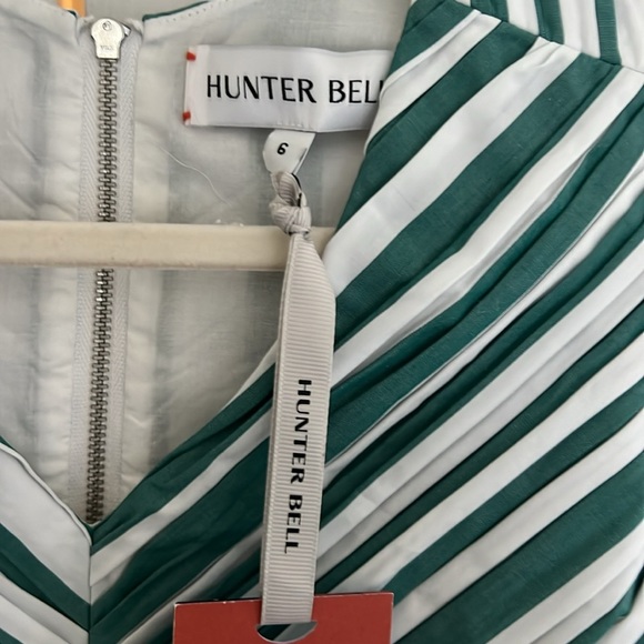 NWT Hunter Bell Midi Dress Emerald Stripe Kathleen Dress Cutout Back Size 6 - Picture 6 of 13